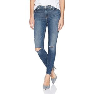 Hudson Barbara High Waist Super Skinny Jeans Raw Hemline Size 26